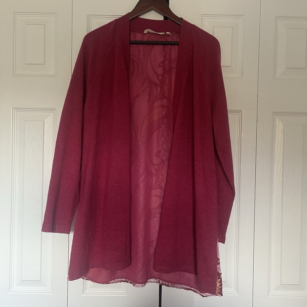 Women’s Soft Surroundings Open Front Pink Cardigan Size Large